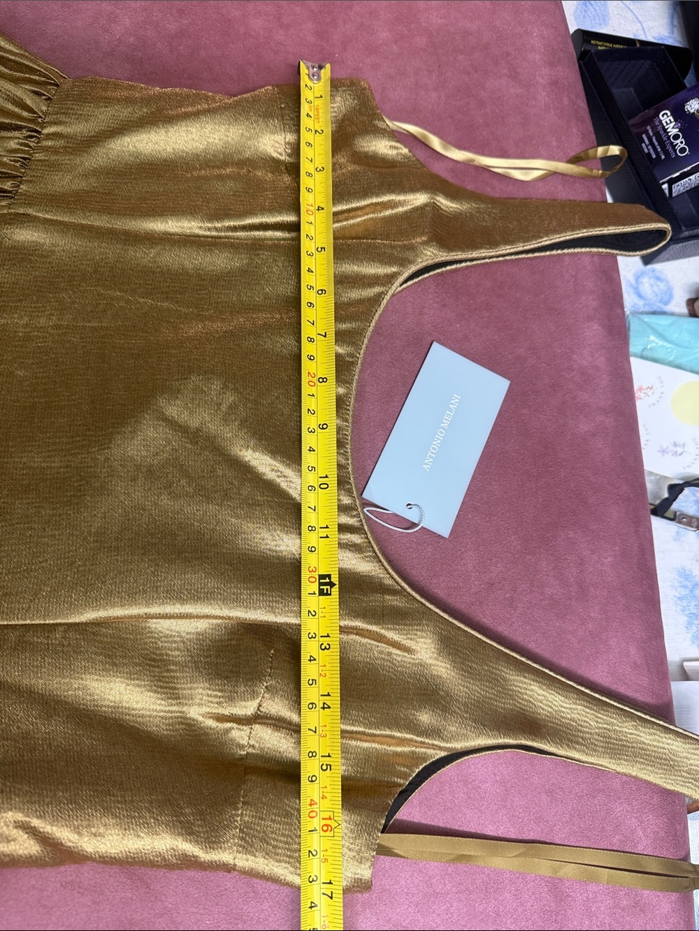 ANTONIO MELANI Metallic Gold Maxi Dress with Scoop Neck - Picture 13 of 15